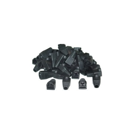 Cable Wholesale RJ45 Strain Relief Boots, Black, 50 Pieces Per Bag SR-8P8C-BK